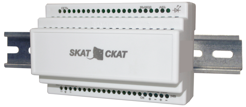 SKAT-24-2.0-DIN 24 В, 2 А. Пласт. корпус под DIN-рейку 35 мм. Внеш АКБ от 7 Ач (2 шт). Размер — 13 в Советской Гавани